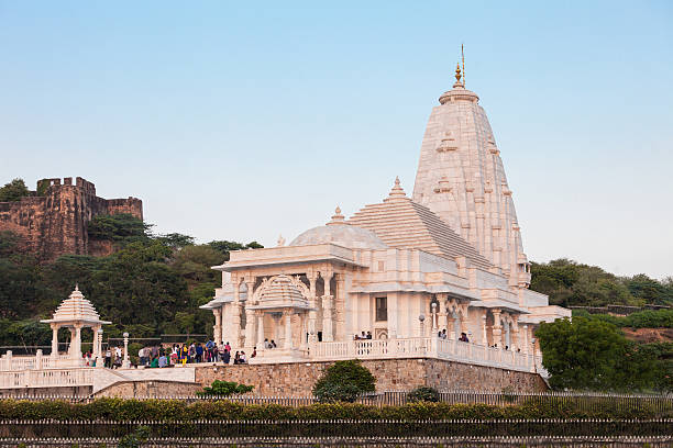 Beautiful white marble Birla Mandir (Laxmi Narayan Temple) in Jaipur, Rajasthan.